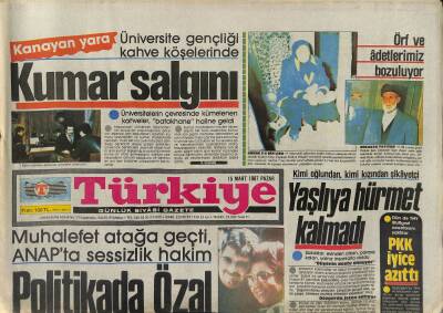 Türkiye Gazetesi 15 Mart 1987 - ABD İle Pazarlık Günleri - Suriye , Lübnanda Sunnîleri Katlediyor GZ118623 - 1