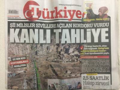 Türkiye Gazetesi 16 Aralık 2016 - Halepte Kanlı Tahliye GZ29401 - 1