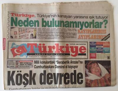 Türkiye Gazetesi 16 Eylül 1996 - Cumhurbaşkanı İktidar Ve Muhalefet Liderlerini Köşke Çağırdı.Özellikle Kuzey Irak Konusunda Birlik Arayacak GZ11708 - 2