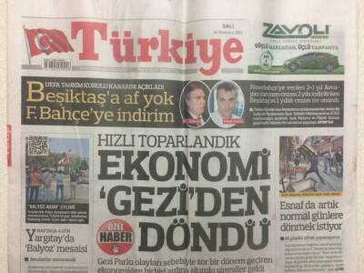 Türkiye Gazetesi 16 Temmuz 2013 - Hızlı Toparladık,Ekonomi Geziden Döndü GZ29638 - 1