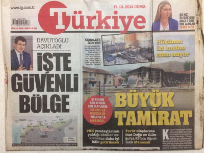 Türkiye Gazetesi 17 Ekim 2014 - Davutoğlu Açıkladı İşte Güvenli Bölge GZ27669 - 1