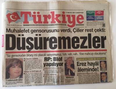 Türkiye Gazetesi 17 Mayıs 1997 - Muhalefet Gensorusunu Verdi Çiller Rest Çekti GZ11692 - 2