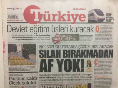 Türkiye Gazetesi 19 Kasım 2013 - Pkk Sözünü Tutarsa Süreç Hızlanacak GZ29655 - 1