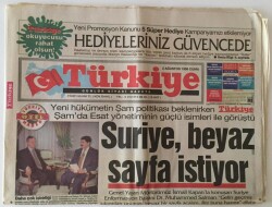 Türkiye Gazetesi 2 Ağustos 1996 - Suriye , Beyaz Sayfa İstiyor GZ11851 - 2