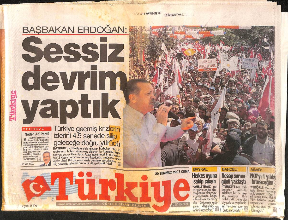 Türkiye Gazetesi 20 Temmuz 2007 - Başbakan Erdoğan 