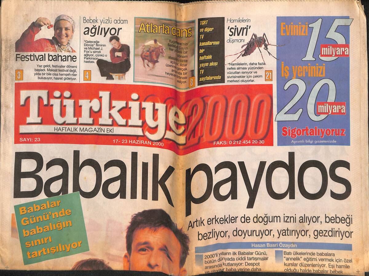 Türkiye Gazetesi 2000 Eki 17-23 Haziran 2000 - Yılmaz Erdoğan Dertli - Coşkun Sabah Beklemede GZ138241 - 1