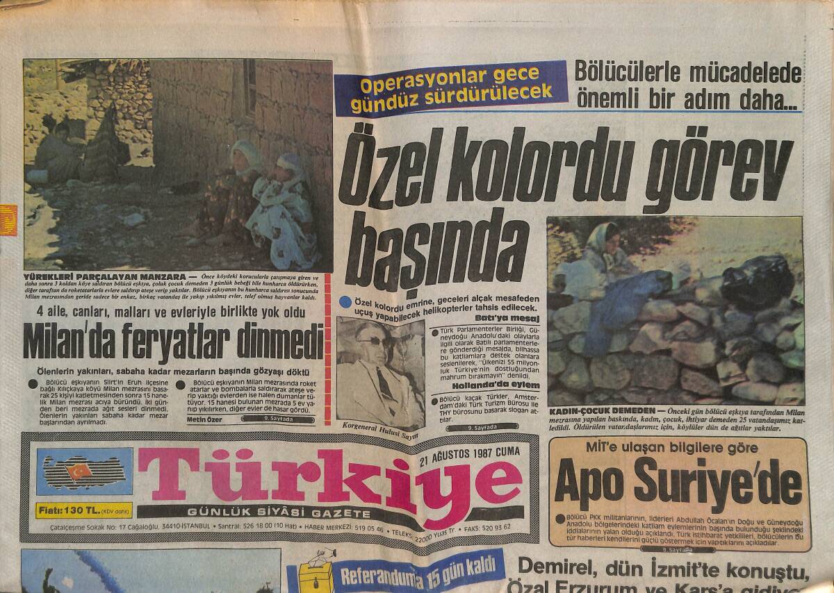 Türkiye Gazetesi 21 Ağustos 1987 - Milan'da Feryatlar Dinmedi - Maradona Napoli'den Ayrılıyor GZ150370 - 1