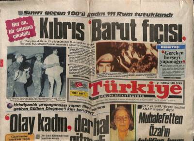 Türkiye Gazetesi 21 Temmuz 1989 - Kıbrıs Barut Fıçısı, Her An Çatışma Olabilir GZ55314 - 1