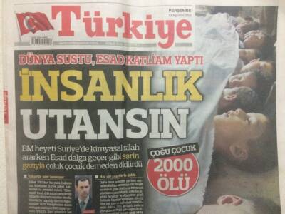 Türkiye Gazetesi 22 Ağustos 2013 - Dünya Sustu Esad Katliam Yaptı GZ29648 - 1
