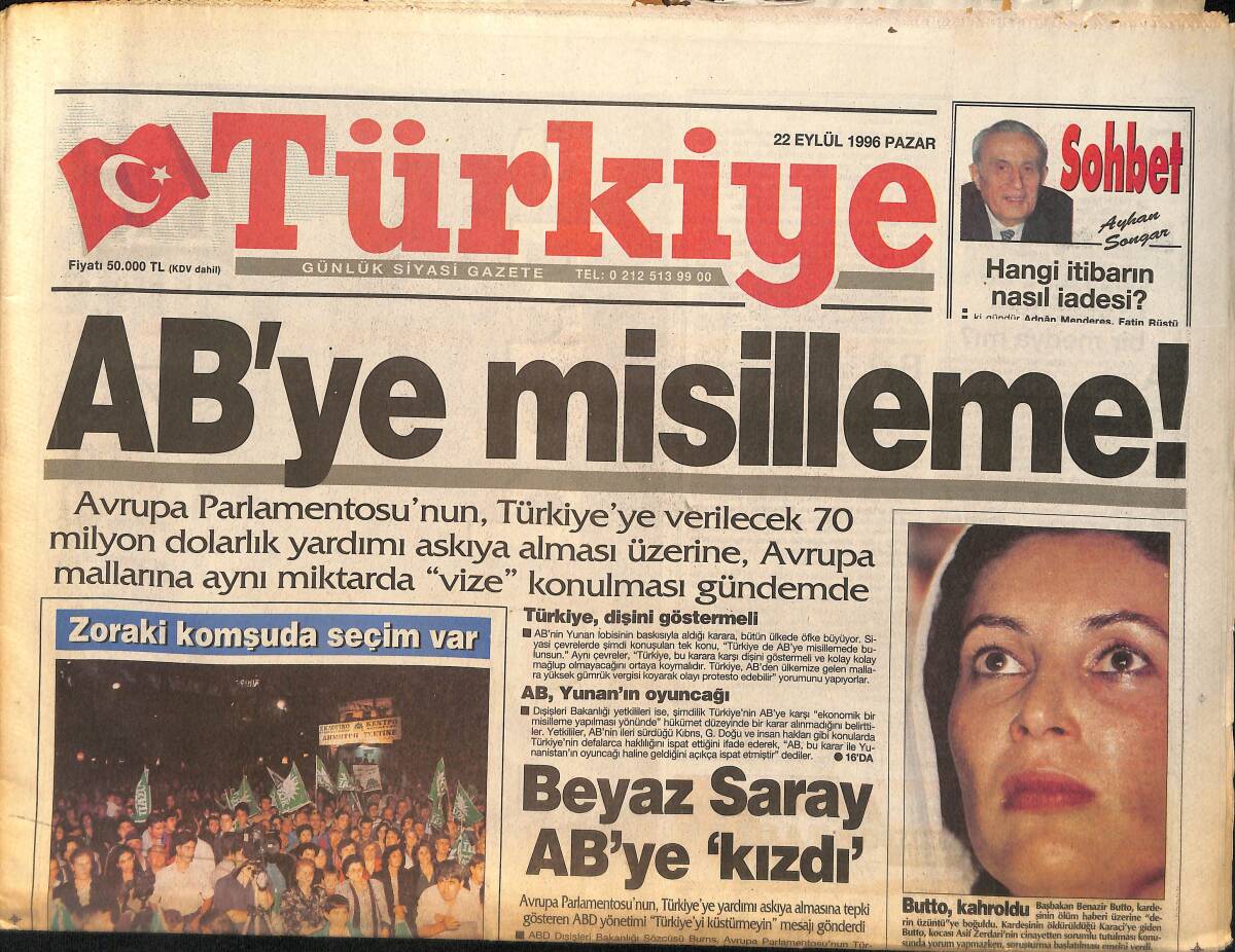 Türkiye Gazetesi 22 Eylül 1996 - TGRT Ratingleri Değiştiriyor - Orhan Gencebay , TGRT İçin Hazırladığı Programının İlk Bölümünü Tır Şoförüyle Çekti GZ155537 - 1