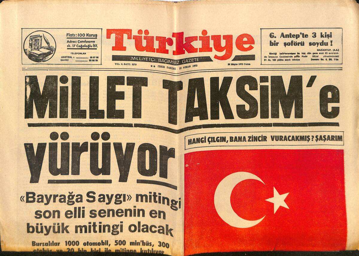 Türkiye Gazetesi 22 Nisan 1970 - Samsun Diyanet Sitesi Sene Sonu Tamamlanacak - Ecevit'in İngiltere'de Yaptığı Basın Toplantısının Tercümesi GZ150371 - 1