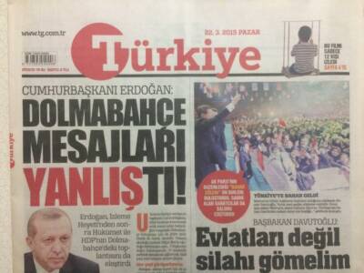 Türkiye Gazetesi 22 Nisan 2015 - Cumhurbaşkanı ErdoğanDolmabahçe Mesajları Yanlıştı GZ29419 - 1