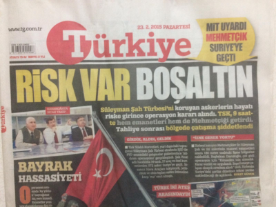 Türkiye Gazetesi 23 Şubat 2015 - Risk Var Boşaltın GZ29100 - 1