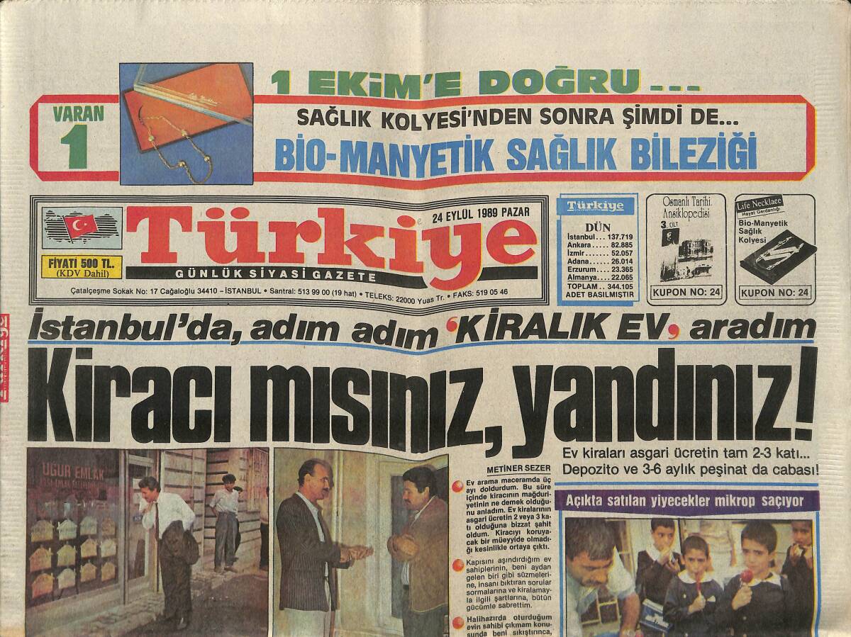 Türkiye Gazetesi 24 Eylül 1989 - Şampiyon Halterci Hafız Türkiye'de - CimBom Mahkeme Kararıyla GZ151211 - 1