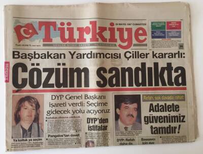 Türkiye Gazetesi 24 Mayıs 1997 - Çiller,Başbakanlığın Kendisine Verilmesi Konusunda Erbakanı İkna Edemezse Seçime Gideceğini Açıkladı GZ11694 - 2