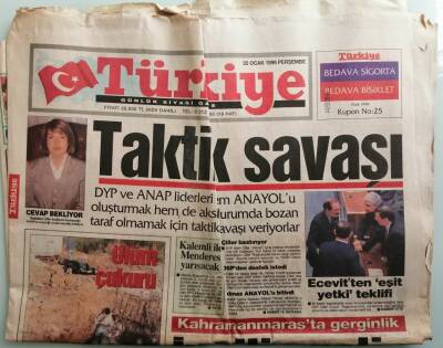 Türkiye Gazetesi 25 Ocak 1996 Kahramanmaraşta Gerginlik İngiliz Gelin Kayboldu - GZ44100 - 1