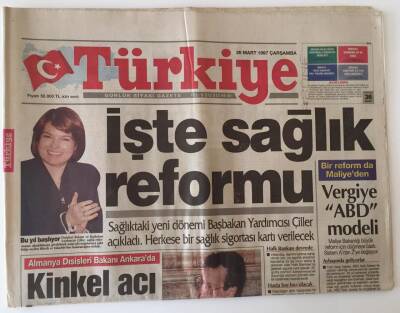 Türkiye Gazetesi 26 Mart 1997 - Sağlıkta Yeni Reform Herkese Bir Sağlık Sigortası Kartı Verilecek GZ11696 - 1