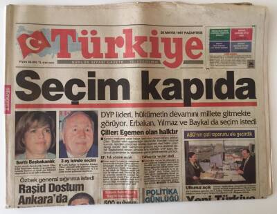 Türkiye Gazetesi 26 Mayıs 1997 - Seçim İçin Son Çağrı GZ11695 - 2
