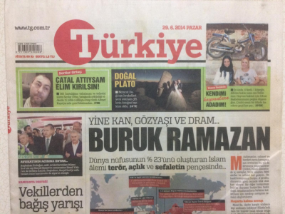 Türkiye Gazetesi 29 Haziran 2014 - Yine Kan Gözyaşı,Buruk Ramazan GZ29094 - 1