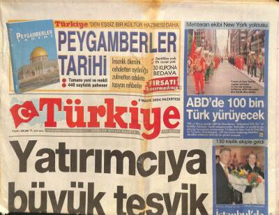 Türkiye Gazetesi 3 Mayıs 2004 - ABDde 100 Bin Türk Yürüyecek GZ109397 - 1