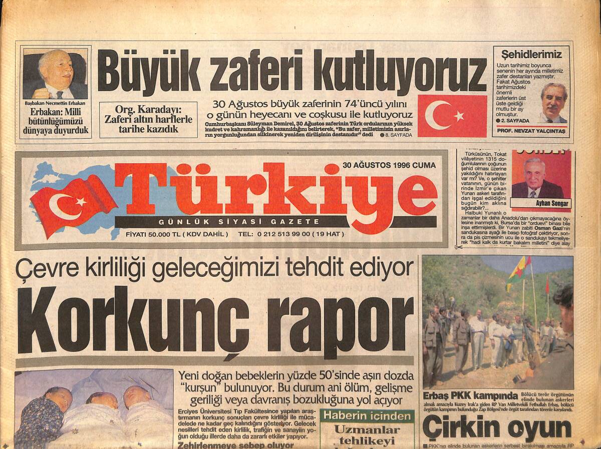 Türkiye Gazetesi 30 Ağustos 1996 - Rapid'in Hedefi Hasılat - Moskova'da PKK Kampı GZ155522 - 1