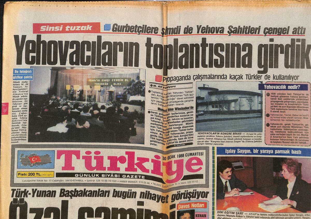 Türkiye Gazetesi 30 Ocak 1988 - Batı Trakya'da Çatışma - Fenerbahçe, Türkocağı'nı Farklı Yendi - Trabzon Çıkmazda GZ150378 - 1