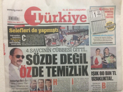 Türkiye Gazetesi 31 Aralık 2014 - 4 Savcının Cübbesi Gitti Sözde Değil Özde Temizlik GZ27248 - 1