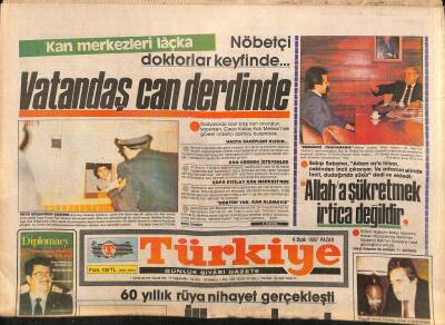 Türkiye Gazetesi 4 Ocak 1987 - Et Yiyebilen Aile Sayısı Azalıyor - Brezilya Uçağı Düştü 51 Ölü GZ118654 - 1