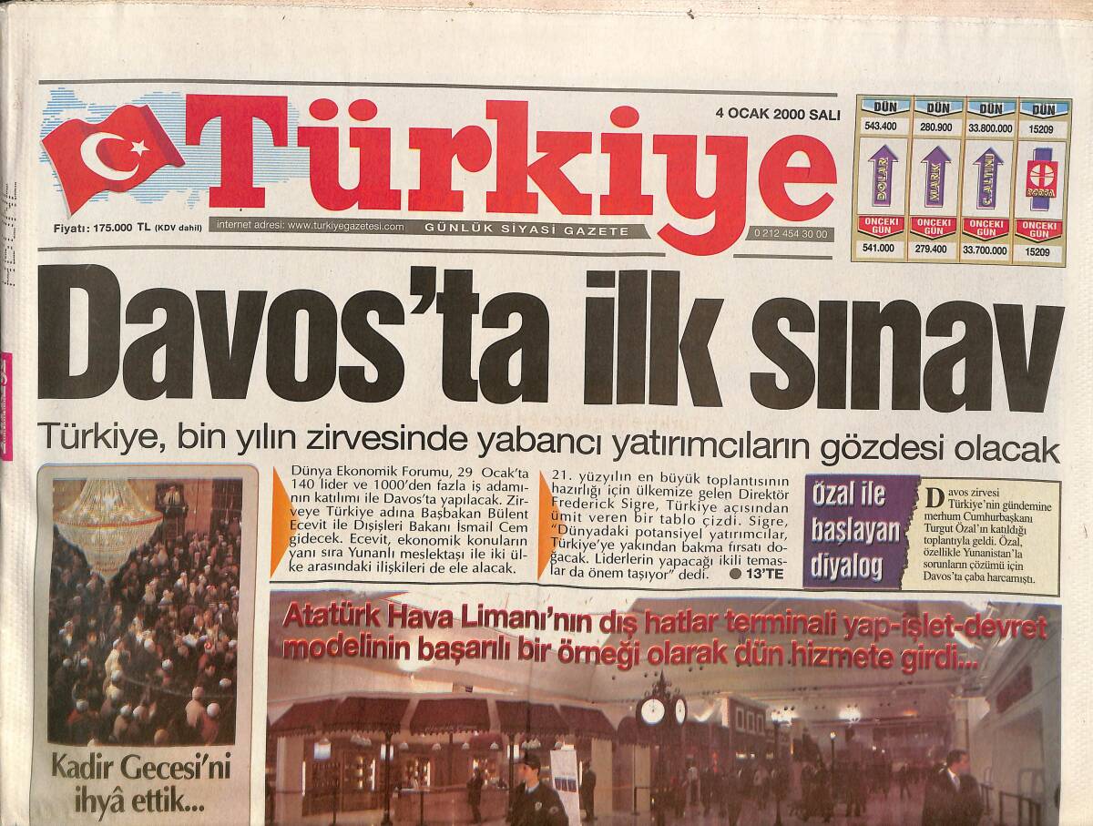 Türkiye Gazetesi 4 Ocak 2000 - Öcalan İdamı İçin Söz Hükümette - Rus Elçiliğine Roketli Saldırı - Demirel; 21.Yüzyıla Hazırız GZ132418 - 1