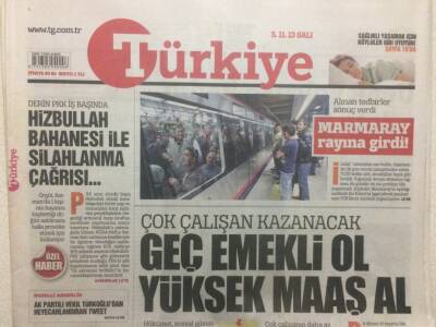 Türkiye Gazetesi 5 Kasım 2013 - Marmaray Rayına Girdi GZ29654 - 1