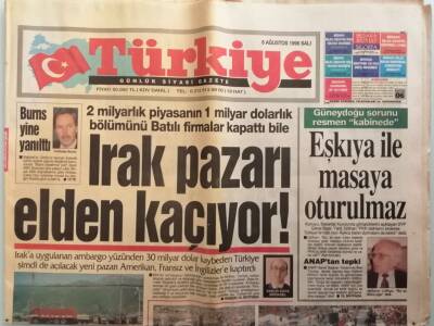 Türkiye Gazetesi 6 Ağustos 1996 Erbakanın Uzak Doğu Ziyareti Demirel Jest Yaptı - GZ44470 - 2