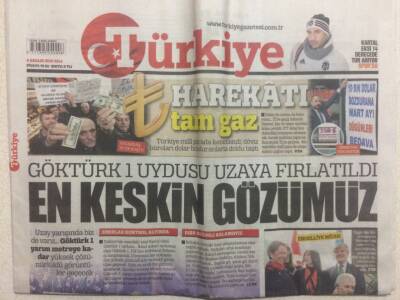 Türkiye Gazetesi 6 Aralık 2016 - Göktürk 1 Uydumuz Uzaya Fırlatıldı GZ29405 - 1