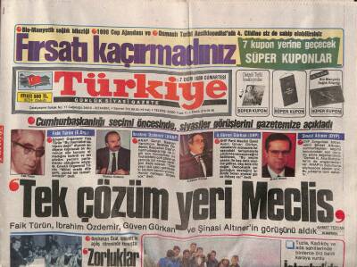 Türkiye Gazetesi 7 Ekim 1989 - Topkapı Sarayında Esrarengiz Tabut GZ87629 - 1