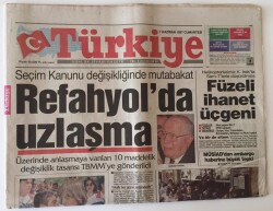 Türkiye Gazetesi 7 Haziran 1997 - Seçim Kanunu Değişikliğinde Mutabakat Sağlandı GZ11686 - 1