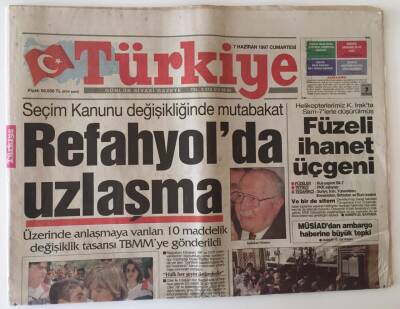 Türkiye Gazetesi 7 Haziran 1997 - Seçim Kanunu Değişikliğinde Mutabakat Sağlandı GZ11686 - 1