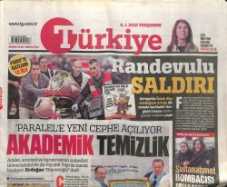 Türkiye Gazetesi 8 Ocak 2015 - Yavuz Bingöle Mahalle Baskısı - İstanbul Soğuktan Dondu GZ100743 - 1