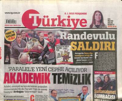 Türkiye Gazetesi 8 Ocak 2015 - Yavuz Bingöle Mahalle Baskısı - İstanbul Soğuktan Dondu GZ100743 - 2