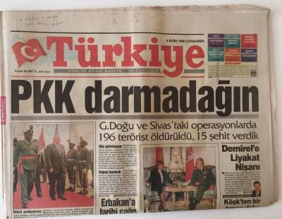 Türkiye Gazetesi 9 Ekim 1996 - Çiller Devlete Yeni Yapı Şart ! GZ11703 - 2
