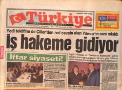 Türkiye Gazetesi 9 Şubat 1996 - Yılmaz'ın Yedi Teklifine Çillerden Red - Atlantik teki Kazada 106 Ceset Köpek Balıklarına Yem Oldu GZ158278 - Gökçekoleksiyon