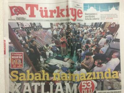 Türkiye Gazetesi 9 Temmuz 2013 - Mısırda Sabah Namazında Katliam 53 Ölü GZ29647 - 1