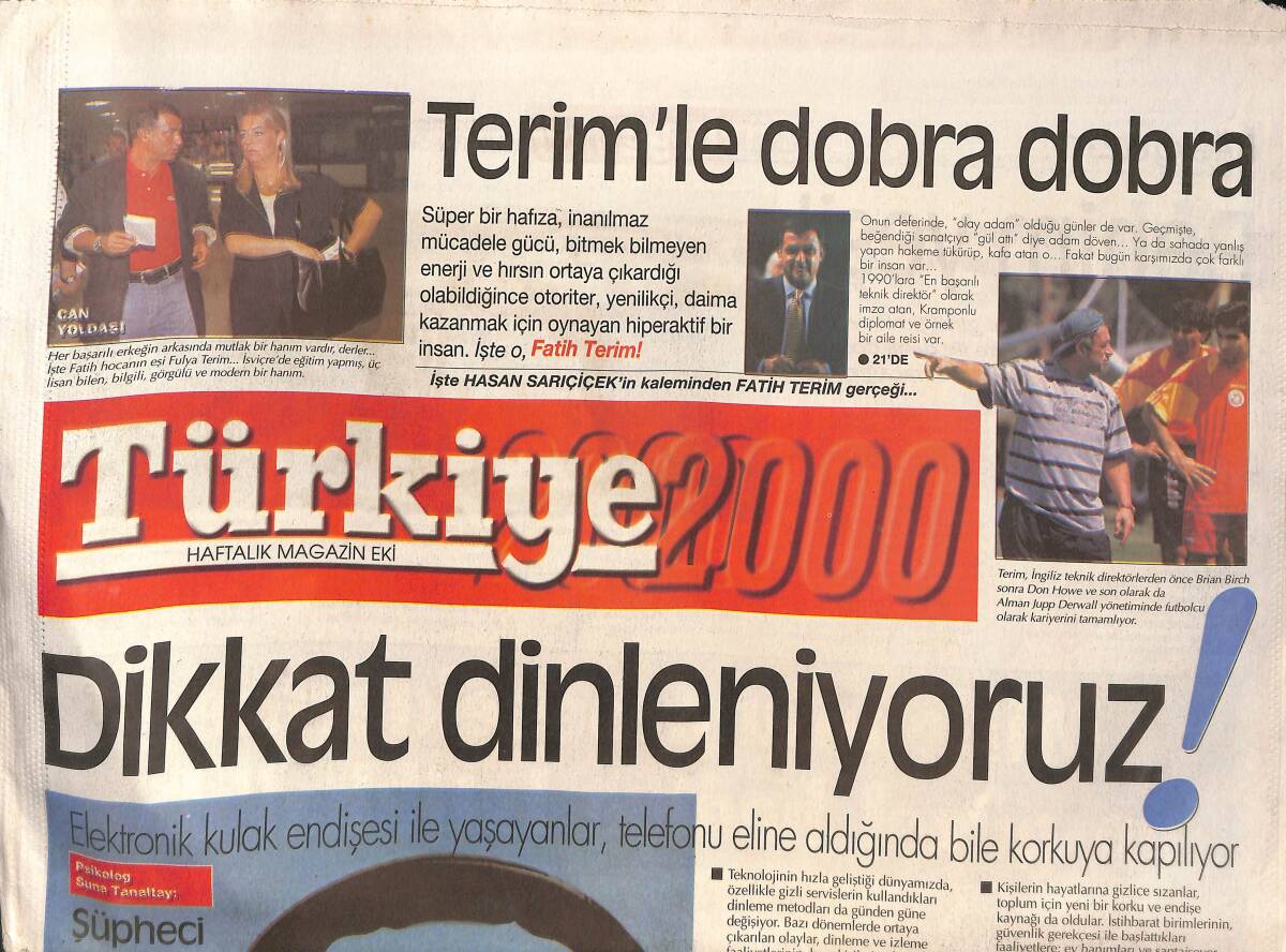 Türkiye Gazetesi Haftalık Magazin Eki 15 Ocak 2000 - Fatih Terim'le Dobra Dobra - Muazzez Ersoy'un Son Çalışması Rekorları Alt Üst Etti GZ132395 - 1