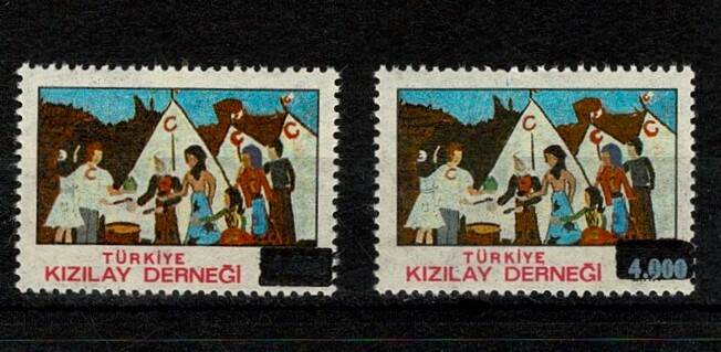  Türkiye Kızılay Derneği 4.000 Lira Üst Baskılı İkili Yardım Pulu - MNH PPT2606_Kopya(1) - 1