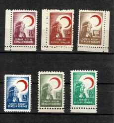 Türkiye Kızılay Gençlik Kurumu / Kızılay Gençliği Yardım Pulları Lotu - 6 Adet Damgasız (MNH) PPT2506 - Gökçekoleksiyon