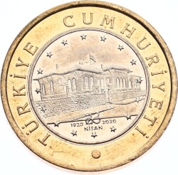 Türkiye Meclisin Açılışı 100.Yıl 1 Lira (Düz) ÇİL TCM3117_Kopya(1) - Gökçekoleksiyon