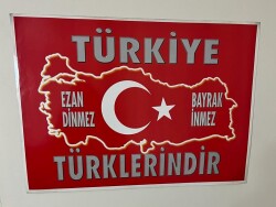 Türkiye Türklerindir - Ezan Dinmez Bayrak İnmez Yazılı Dev Boy Poster.50x70cm BRKT10 - Gökçekoleksiyon