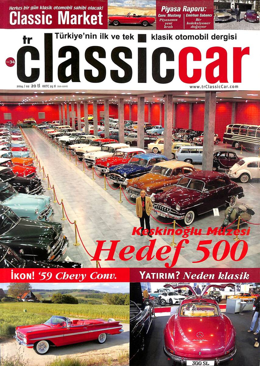 Türkiye'nin İlk ve Tek Klasik Otomobil Dergisi Classic Car 2014/2 - Bir Koleksiyoner Doğuyor : Emirhan Sabancı - Keskinoğlu Müzesi Hedef 500 NDR102147 - 1