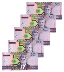 Türkmenistan 2005 Yılı 50 Manat (5 Adet) - ÇİL YKP8794 - 
