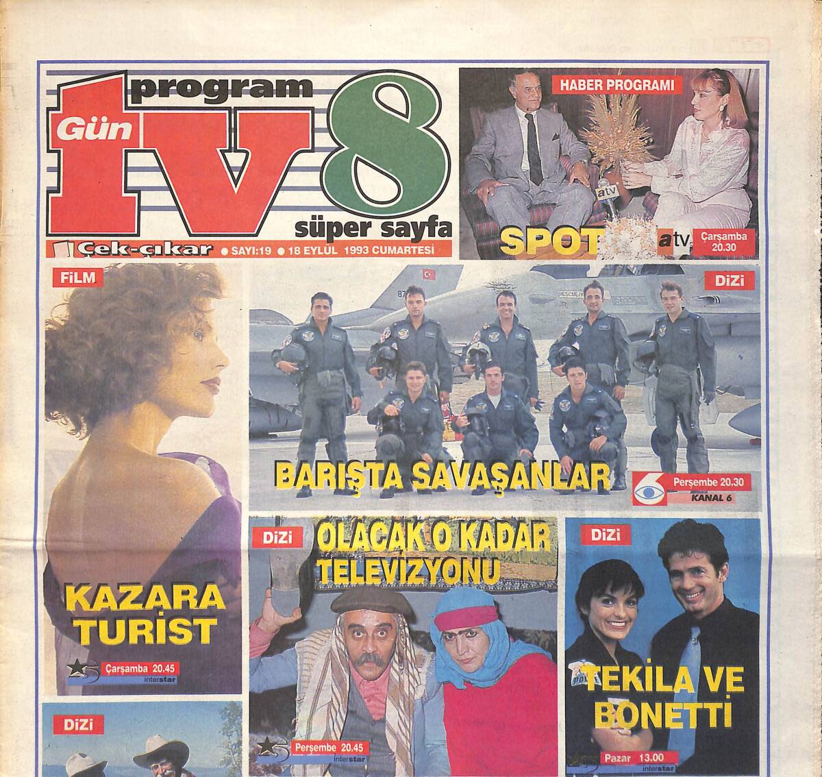 TV 8 Süper Sayfa 18 Eylül 1993 - Mehmet Ali Birand - Çiğdem Tunç - Yonca Evcimik GZ132724 - 1