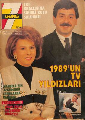 Tv`de 7 Gong Magazin Dergisi Sayı 8 18 Şubat 1990 - 21 Dalda 32 Ödül Zeki Müren, Barış Manço, Sezen Aksu - Jason Donavan Posteri NDR63948 - 1
