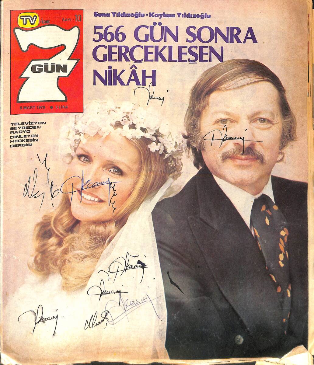 Tv'de 7 Gün 6 Mart 1978 Sayı: 10 - Suna Yıldızoğlu Ve Kayhan Yıldızoğlu Evlendi - Bülent Ersoy - Ekrem Bora - Rahşan Ecevit -Nejat Uygur - Nükhet Duru NDR93767 - 1